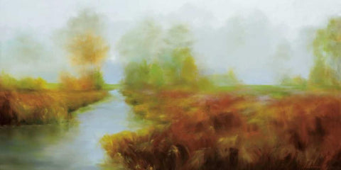 Fraser River Park Black Ornate Wood Framed Art Print with Double Matting by Zakharova, Tetiana