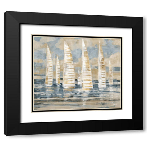 Regatta Collage - Gold Black Modern Wood Framed Art Print with Double Matting by Brent, Paul