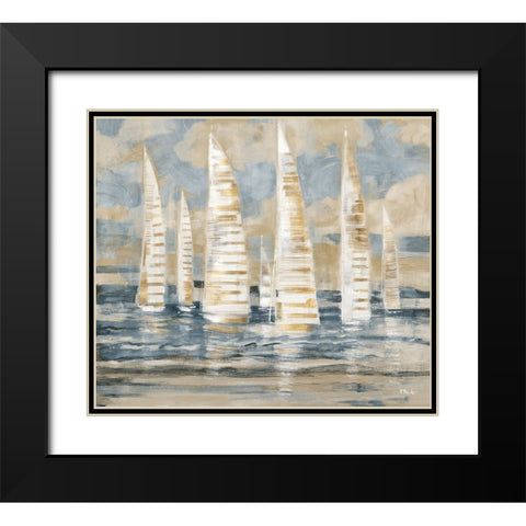 Regatta Collage - Gold Black Modern Wood Framed Art Print with Double Matting by Brent, Paul