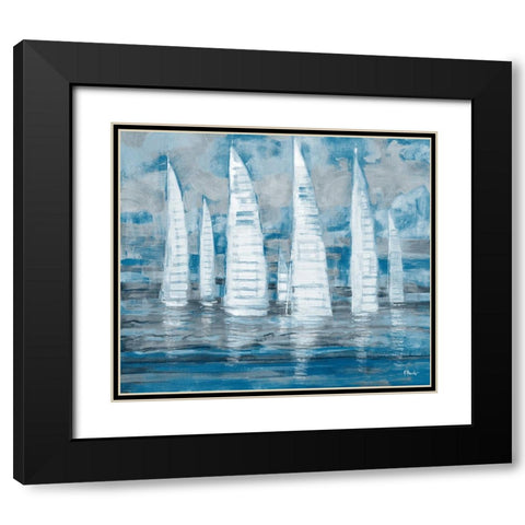Regatta Collage - Blue Black Modern Wood Framed Art Print with Double Matting by Brent, Paul