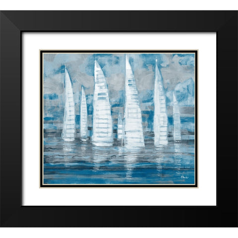Regatta Collage - Blue Black Modern Wood Framed Art Print with Double Matting by Brent, Paul