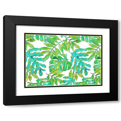 Hawaii Leaves Horizontal - White Black Modern Wood Framed Art Print with Double Matting by Brent, Paul