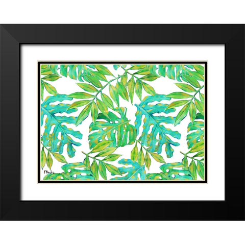 Hawaii Leaves Horizontal - White Black Modern Wood Framed Art Print with Double Matting by Brent, Paul