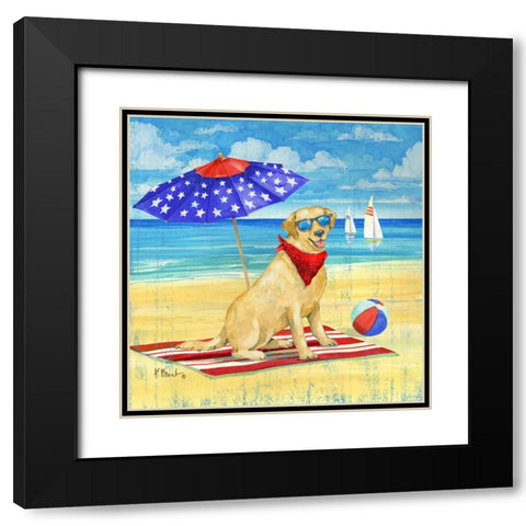 Summer Sun Yellow Lab Black Modern Wood Framed Art Print with Double Matting by Brent, Paul
