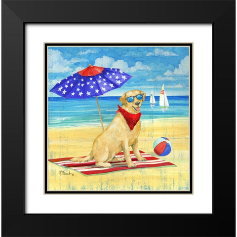 Summer Sun Yellow Lab Black Modern Wood Framed Art Print with Double Matting by Brent, Paul