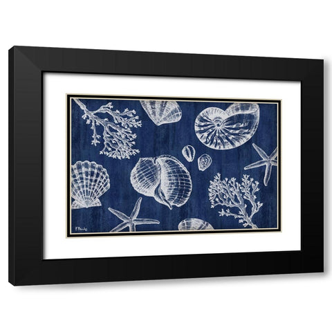 Saint Tropez Shells Horizontal - Indigo Black Modern Wood Framed Art Print with Double Matting by Brent, Paul