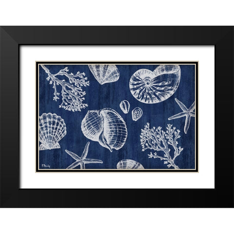 Saint Tropez Shells Horizontal - Indigo Black Modern Wood Framed Art Print with Double Matting by Brent, Paul