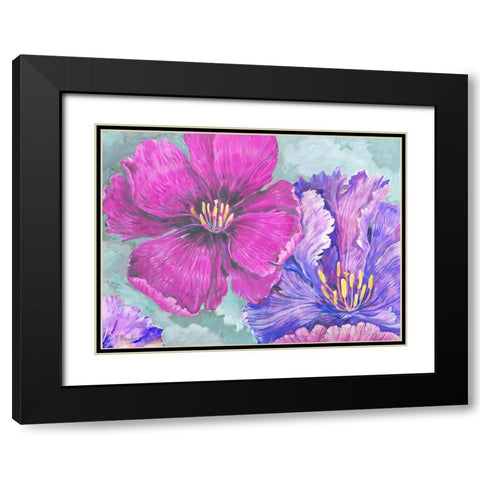 Floral Explosion - Bright Black Modern Wood Framed Art Print with Double Matting by Brent, Paul