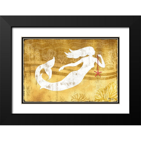 Christmas Mermaid Black Modern Wood Framed Art Print with Double Matting by Brent, Paul