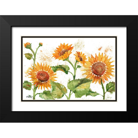 Arianna Sunflowers Horizontal - White Black Modern Wood Framed Art Print with Double Matting by Brent, Paul