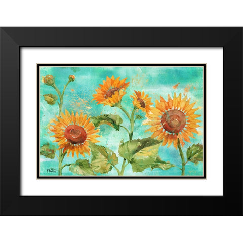 Arianna Sunflowers Horizontal Black Modern Wood Framed Art Print with Double Matting by Brent, Paul