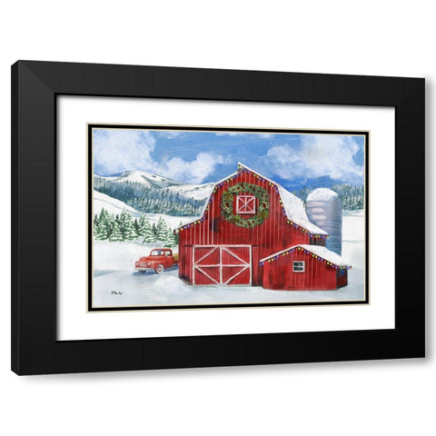 Holiday Homeland Barns II - Scenic Black Modern Wood Framed Art Print with Double Matting by Brent, Paul