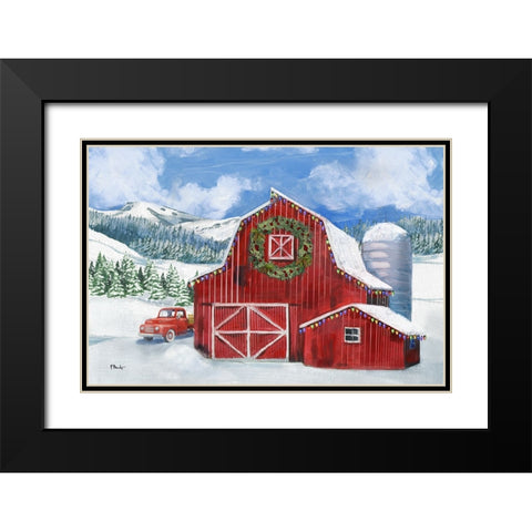 Holiday Homeland Barns II - Scenic Black Modern Wood Framed Art Print with Double Matting by Brent, Paul