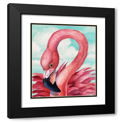 Fab Flamingo Black Modern Wood Framed Art Print with Double Matting by Brent, Paul