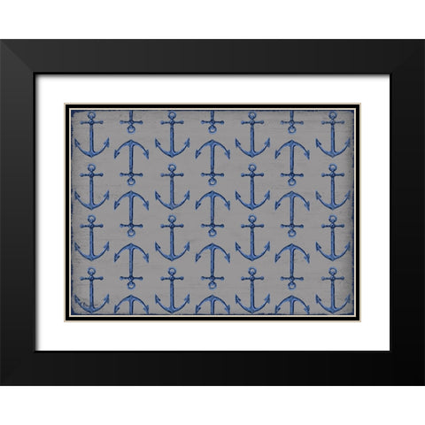 Sunny Nautical Repeat Black Modern Wood Framed Art Print with Double Matting by Brent, Paul