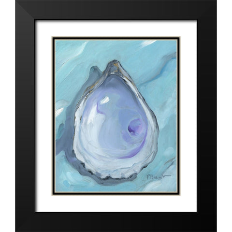 Oyster Close Up XIII - Aqua Black Modern Wood Framed Art Print with Double Matting by Brent, Paul