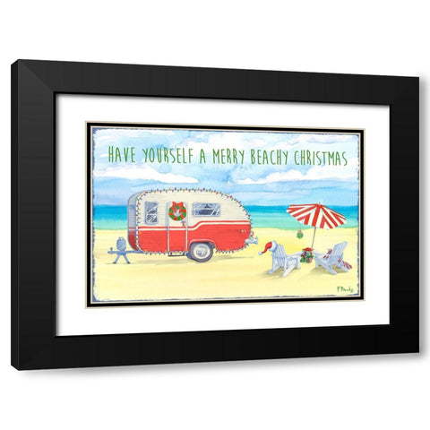 Christmas Beach Camper Black Modern Wood Framed Art Print with Double Matting by Brent, Paul