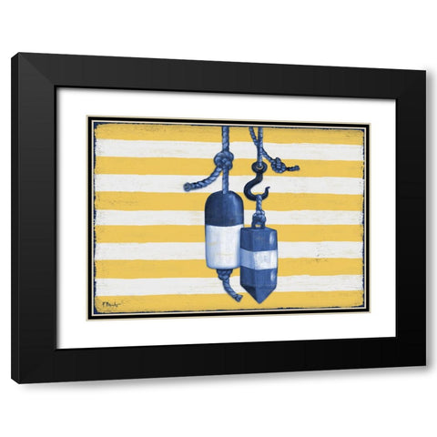 Sunny Nautical V - Yellow Black Modern Wood Framed Art Print with Double Matting by Brent, Paul