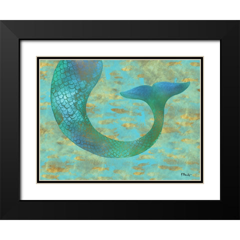 Viridian Mermaid Black Modern Wood Framed Art Print with Double Matting by Brent, Paul