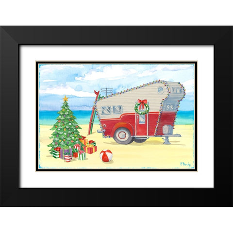 Christmas Beach Camper II Black Modern Wood Framed Art Print with Double Matting by Brent, Paul