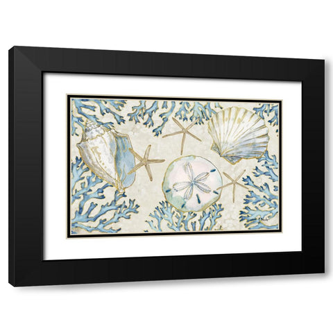 Playa Shells Horizontal Black Modern Wood Framed Art Print with Double Matting by Brent, Paul