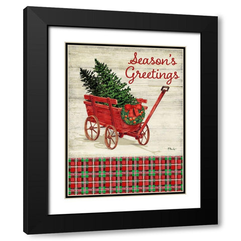 Christmas Wagon Vertical II Black Modern Wood Framed Art Print with Double Matting by Brent, Paul