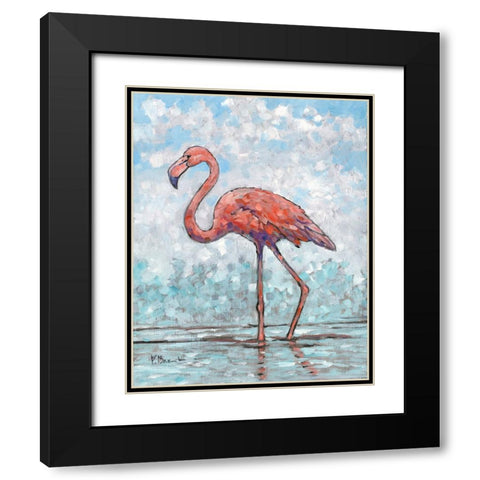 Impressions of Flamingos I Black Modern Wood Framed Art Print with Double Matting by Brent, Paul