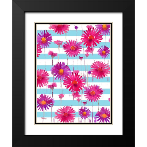Floral Cascade I - Fuchsia Black Modern Wood Framed Art Print with Double Matting by Brent, Paul