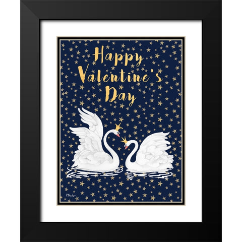 Swans and Stars Vertical Black Modern Wood Framed Art Print with Double Matting by Brent, Paul