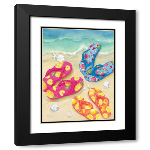 Fruity Flip Flops Vertical Black Modern Wood Framed Art Print with Double Matting by Brent, Paul