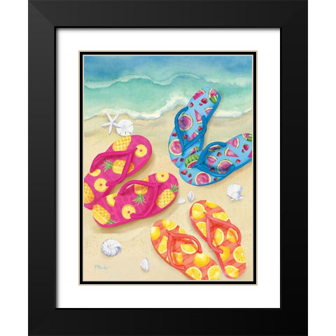 Fruity Flip Flops Vertical Black Modern Wood Framed Art Print with Double Matting by Brent, Paul