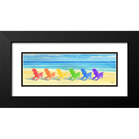 Rainbow Adirondack Chairs Black Modern Wood Framed Art Print with Double Matting by Brent, Paul