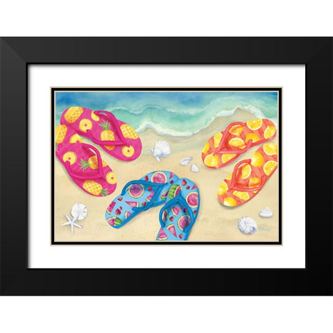 Fruity Flip Flops Horizontal I Black Modern Wood Framed Art Print with Double Matting by Brent, Paul