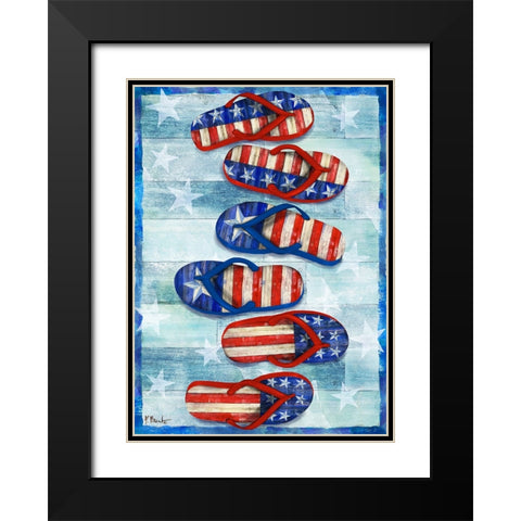 Freedom Flip Flops Vertical Black Modern Wood Framed Art Print with Double Matting by Brent, Paul