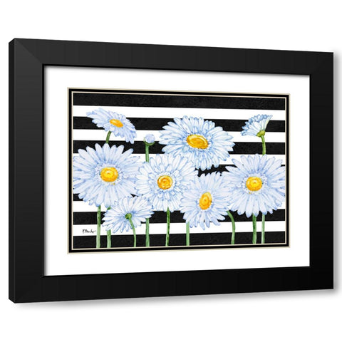 Helena Daisies Horizontal II - Stripes Black Modern Wood Framed Art Print with Double Matting by Brent, Paul