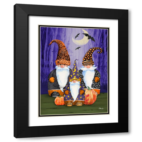 Spooky Forest Gnomes Vertical Black Modern Wood Framed Art Print with Double Matting by Brent, Paul