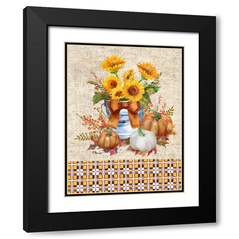 Orange Sunflower Bucket Vertical Black Modern Wood Framed Art Print with Double Matting by Brent, Paul