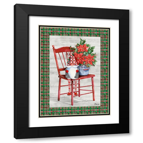 Poinsettia Gnome Vertical I Black Modern Wood Framed Art Print with Double Matting by Brent, Paul