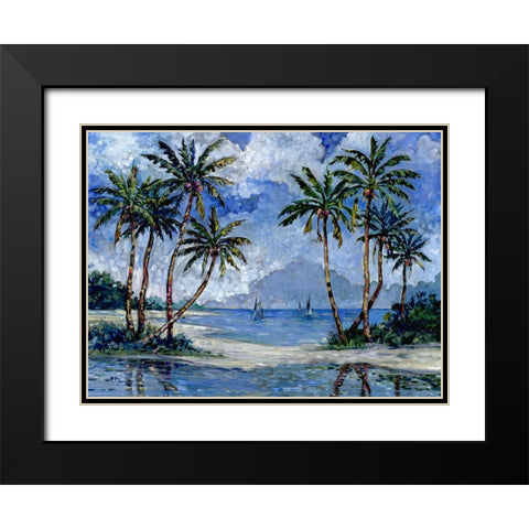 Impressions of Palms Horizontal I Black Modern Wood Framed Art Print with Double Matting by Brent, Paul