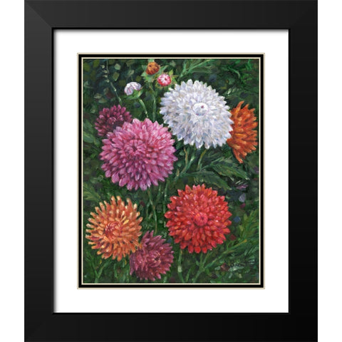 Impressions of Dahlias Black Modern Wood Framed Art Print with Double Matting by Brent, Paul
