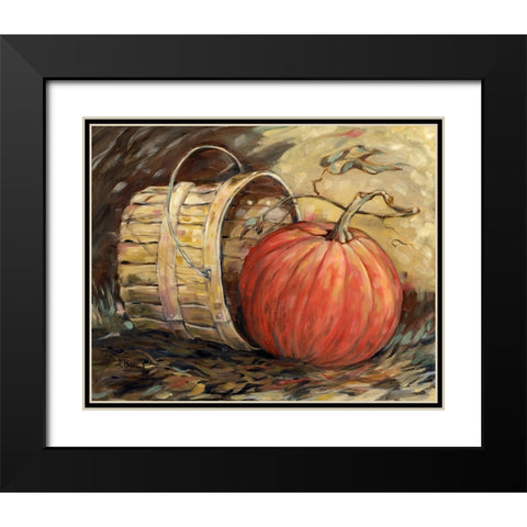 Gleaning Autumn - Pumpkin and Basket Black Modern Wood Framed Art Print with Double Matting by Brent, Paul