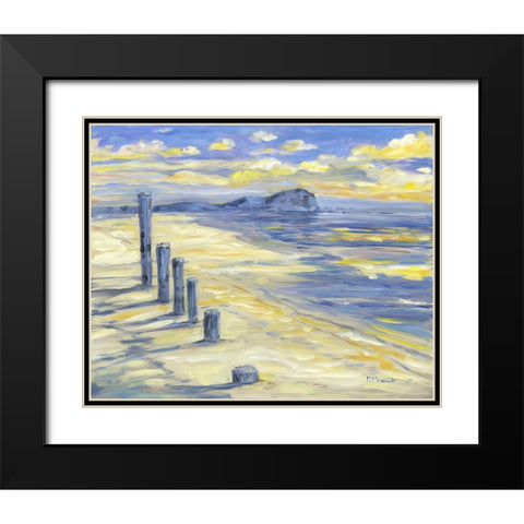 Pilings on the Beach Black Modern Wood Framed Art Print with Double Matting by Brent, Paul