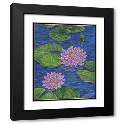 Impressions of Water Lilies II Black Modern Wood Framed Art Print with Double Matting by Brent, Paul