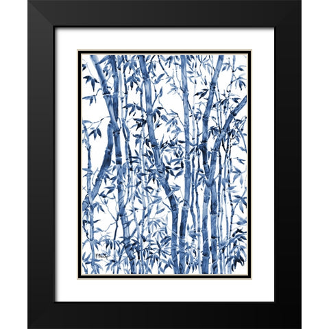 Bamboo Grove Vertical - Blue Black Modern Wood Framed Art Print with Double Matting by Brent, Paul