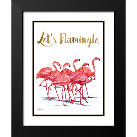 Hilo Flamingos Vertical - White Black Modern Wood Framed Art Print with Double Matting by Brent, Paul