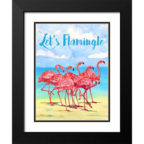 Hilo Flamingos Vertical - Beach Black Modern Wood Framed Art Print with Double Matting by Brent, Paul
