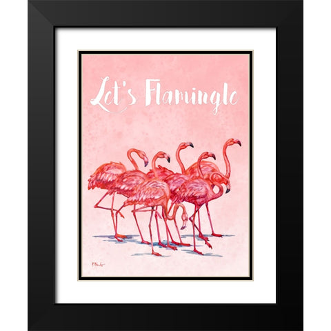 Hilo Flamingos Vertical Black Modern Wood Framed Art Print with Double Matting by Brent, Paul