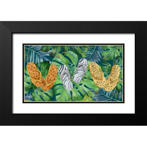 Animal Print Flip Flops Horizontal III Black Modern Wood Framed Art Print with Double Matting by Brent, Paul
