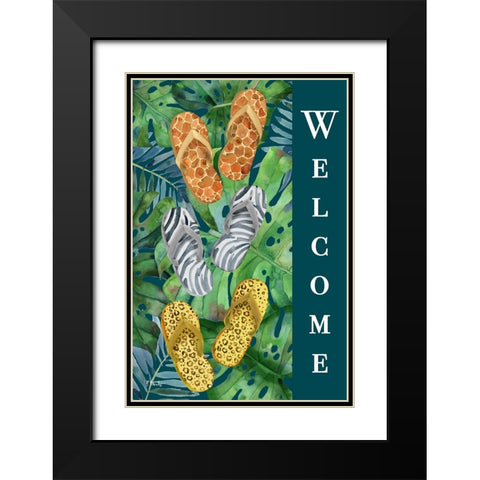 Animal Print Flip Flops Vertical II Black Modern Wood Framed Art Print with Double Matting by Brent, Paul