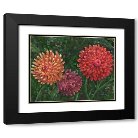 Impressions of Dahlias Horizontal II Black Modern Wood Framed Art Print with Double Matting by Brent, Paul